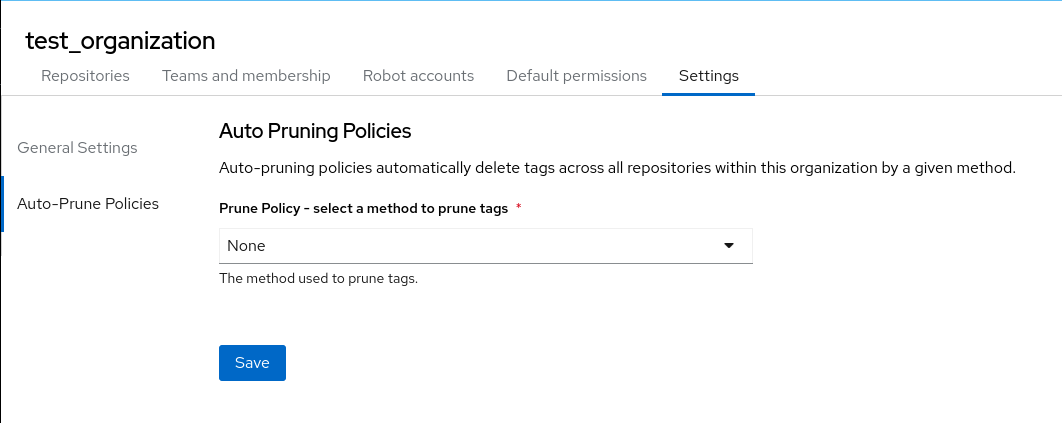 Auto-Prune Policies page