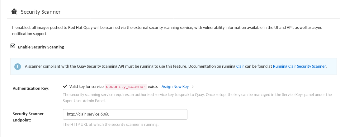Create authentication key and set scan endpoint
