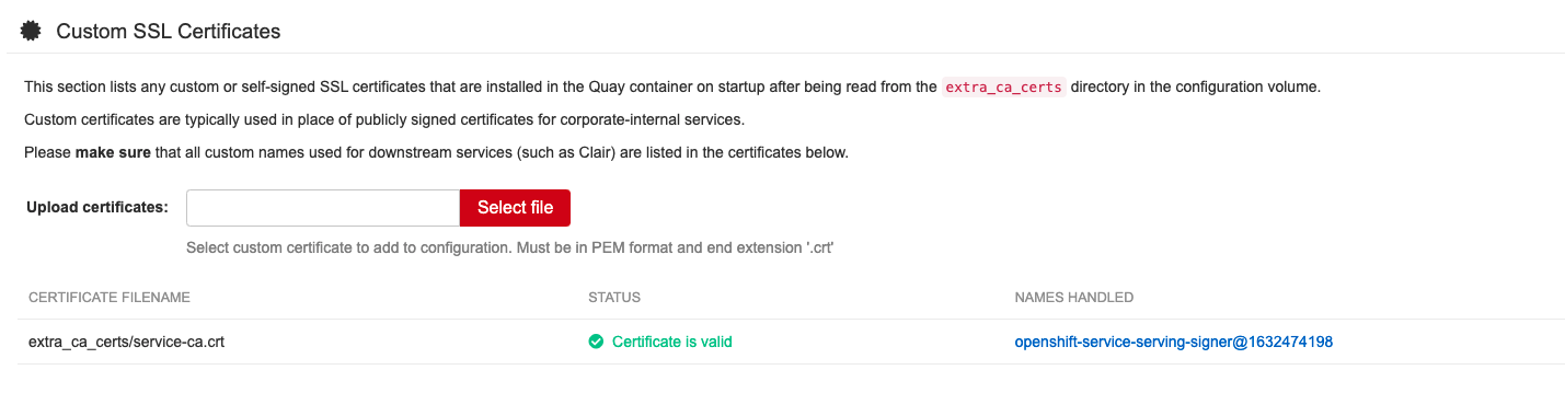 Custom SSL certificates
